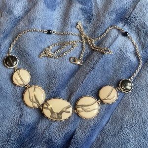 Silver Illustrated Antler Necklace